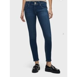 Womens Hudson Jeans Size 26 Collin skinny Mid Rise Dark Blue Stretch Flap Pocket
